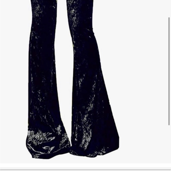 Pylo 70s Style Velvet Extreme Flare Bell Bottom Pants in Black. Size L - Picture 3 of 12
